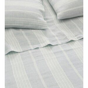 Garnet Hill Light Blue Striped Bedding Sheets
